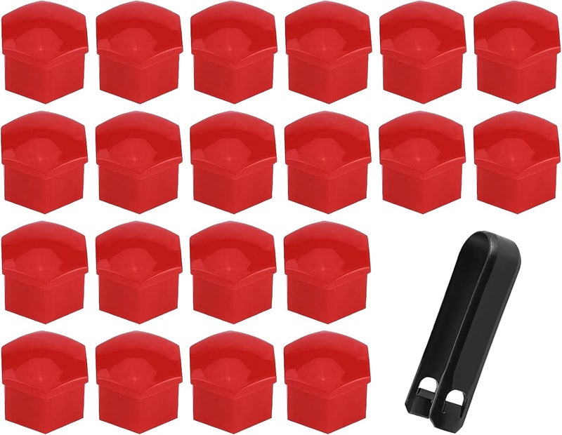 Lyxheth 20PCS Lug Nut Covers, Bolt Covers Caps, Auto Hub Screw Protector with Remover Tool, 19 mm Inner Hex Wheel Bolt Dust Caps Cover Decorative Car Accessories Universal for Most Cars (Red, 19mm) - Image 1